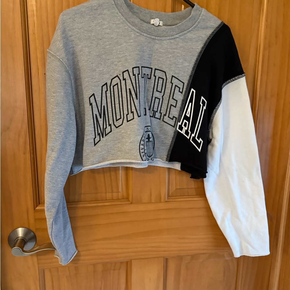 Garage Gray and Black Colorblock Crop Top